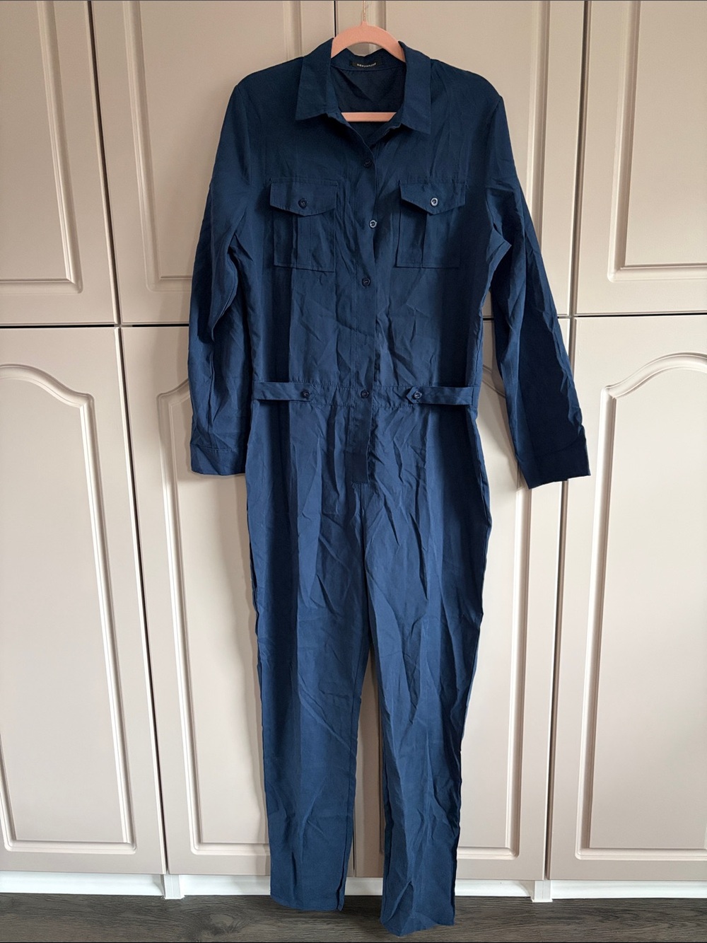 NWOT Sexyshine Long Sleeve Button Down Blue Jumpsuit S